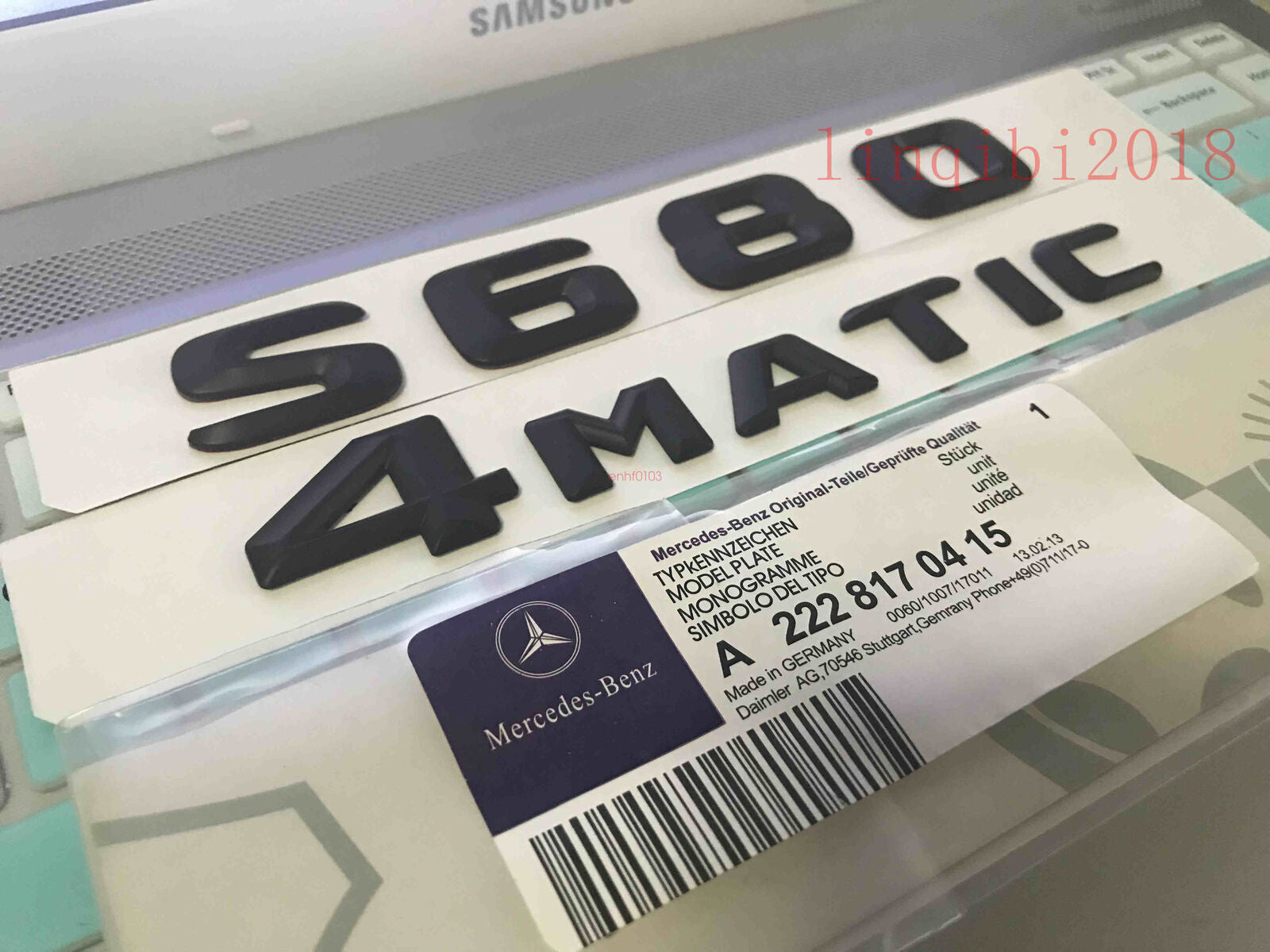 Matt black "S680 + 4 MATIC" Letters Trunk Emblem Badge Sticker for Mercedes Benz