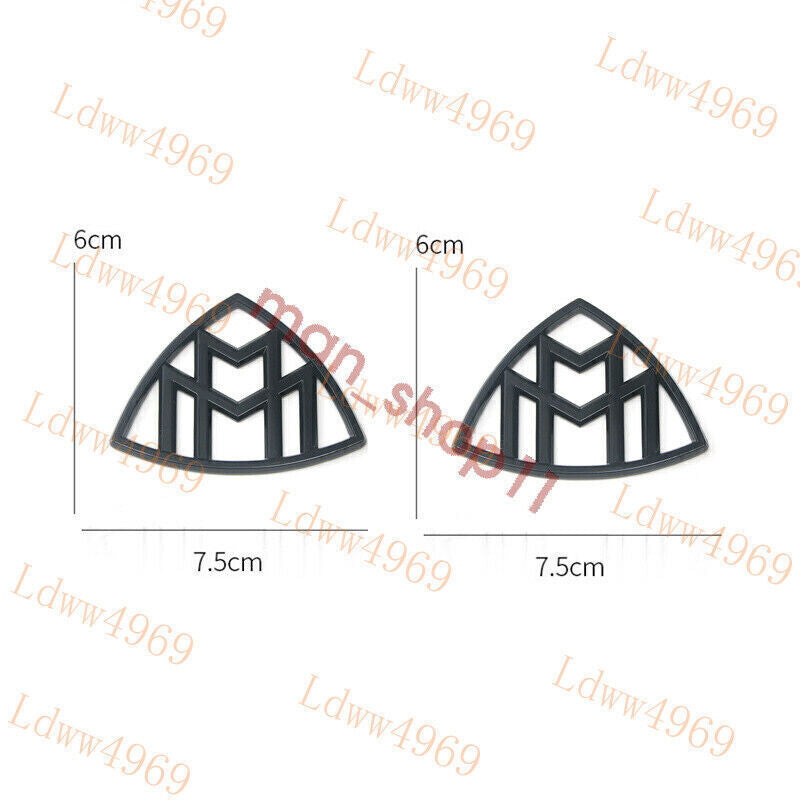 2pcs Gloss Black Car Body Side Fender Emblem Sticker Badge Deco Mercedes Maybach