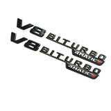 GLOSS BLACK V8 BITURBO AMG 4MATIC+ BADGES SIDE WING EMBLEMS For MB C63 E63 GLC63