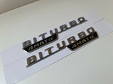 Pair of Biturbo 4matic side badge emblem silver chrome for Mercedes amg