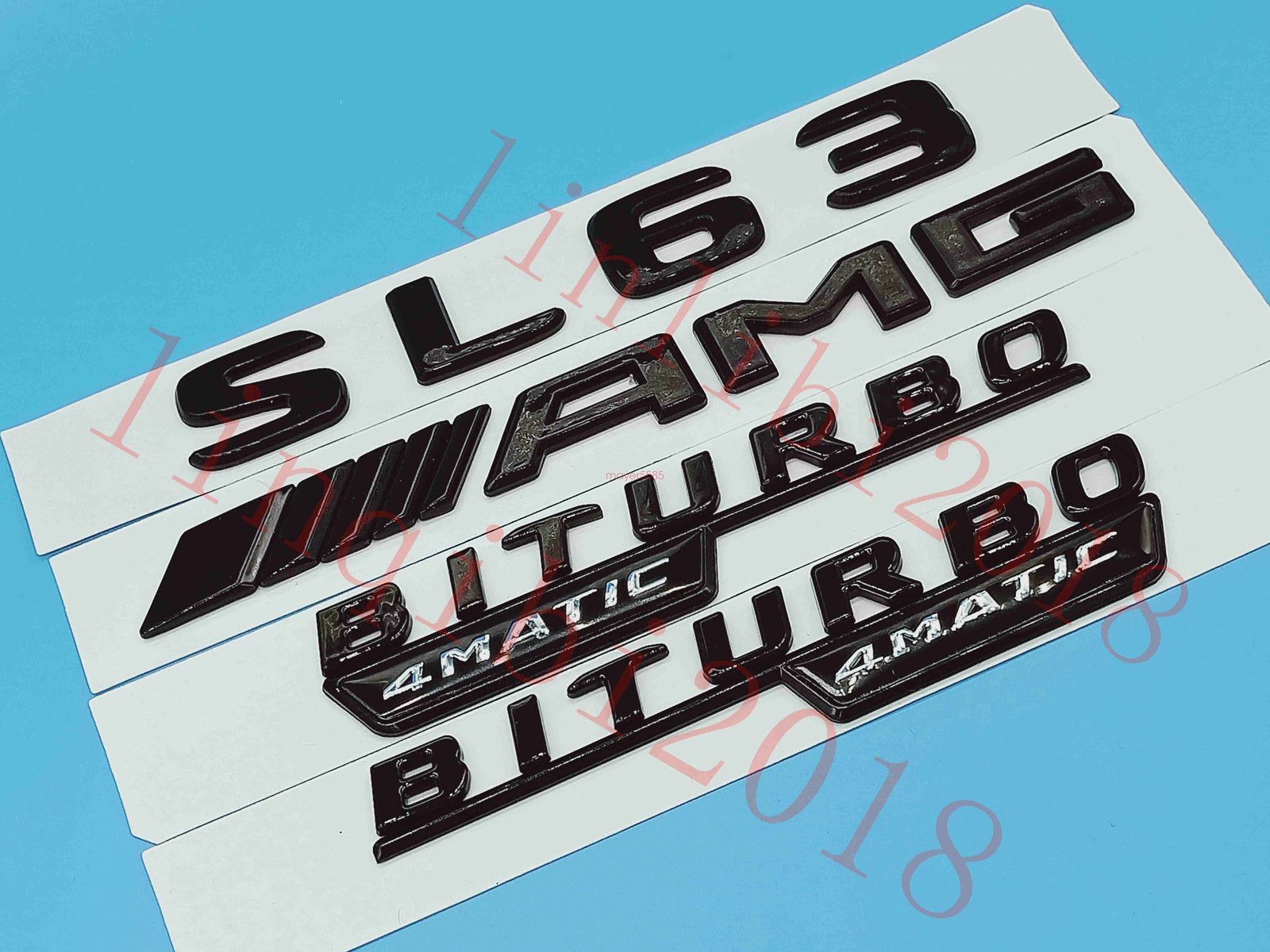 Gloss Black Flat " SL63 AMG BITURBO " Trunk Embl Badge Sticker for Mercedes Benz