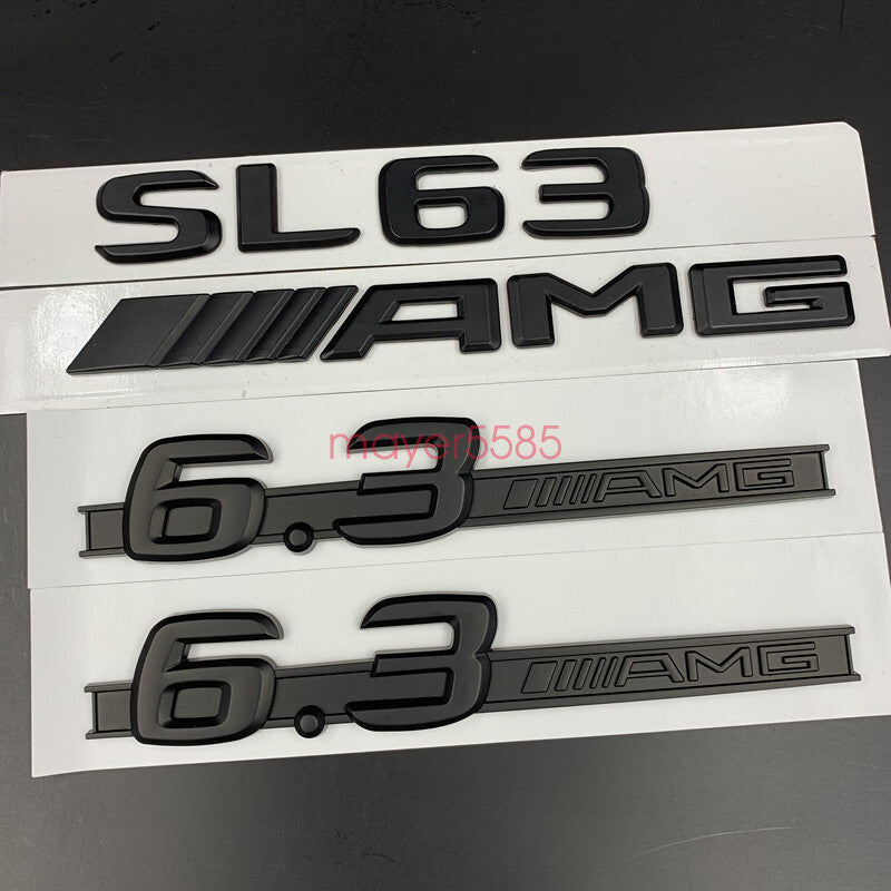 Matte black "SL63 AMG 6.3AMG" Letters Trunk Embl Badge Sticker for Mercedes Benz