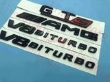 Gloss Black Trunk Fender Badges Emblems For Mercedes Benz AMG GT S V8 BITURBO