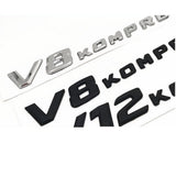 2 x Gloss Black Letters V8 KOMPRESSOR Emblem Badge Emblems for Mercedes Benz AMG