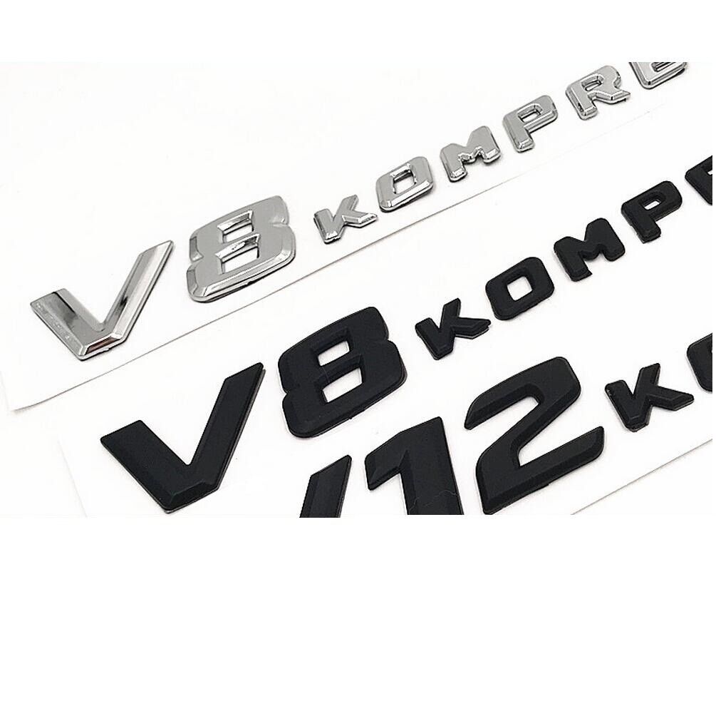 2 x Gloss Black Letters V8 KOMPRESSOR Emblem Badge Emblems for Mercedes Benz AMG