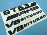 Gloss Black Trunk Fender Badges Emblems for Mercedes Benz GT63 S AMG V8 BITURBO