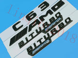 Flat Gloss Black C63 AMG BITURBO Trunk Embl Badge Sticker for 2017 Mercedes Benz