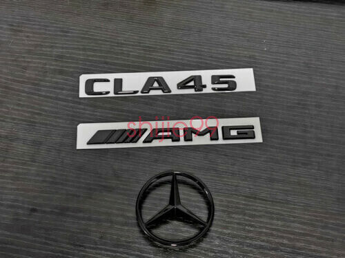 Gloss Black CLA45 AMG and Rear Star replacement PACKAGE Badge Sticker C117 CLA