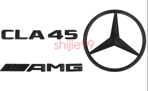 Gloss Black CLA45 AMG and Rear Star replacement PACKAGE Badge Sticker CLA Sedan