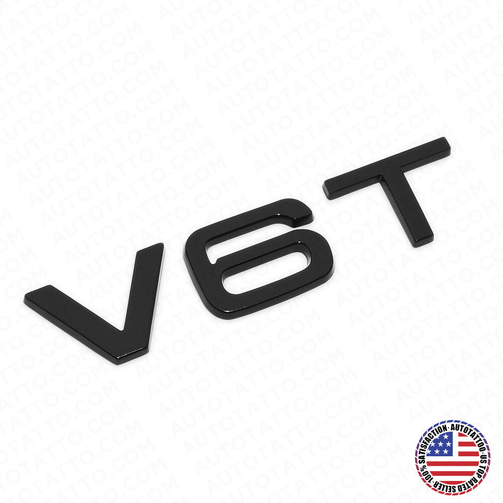 Audi Gloss Black V6T Side Fender Marker Letter Nameplate Emblem Badge Sport