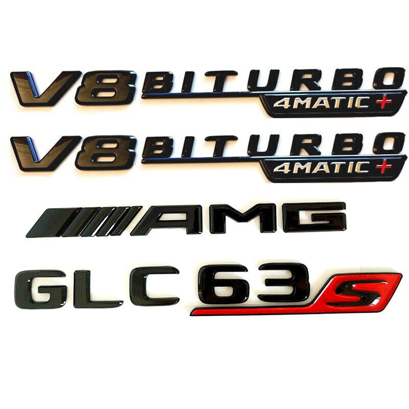 Black RED GLC63S AMG V8 BITURBO 4MATIC+ Star PACKAGE Emblem Badge Sticker X253
