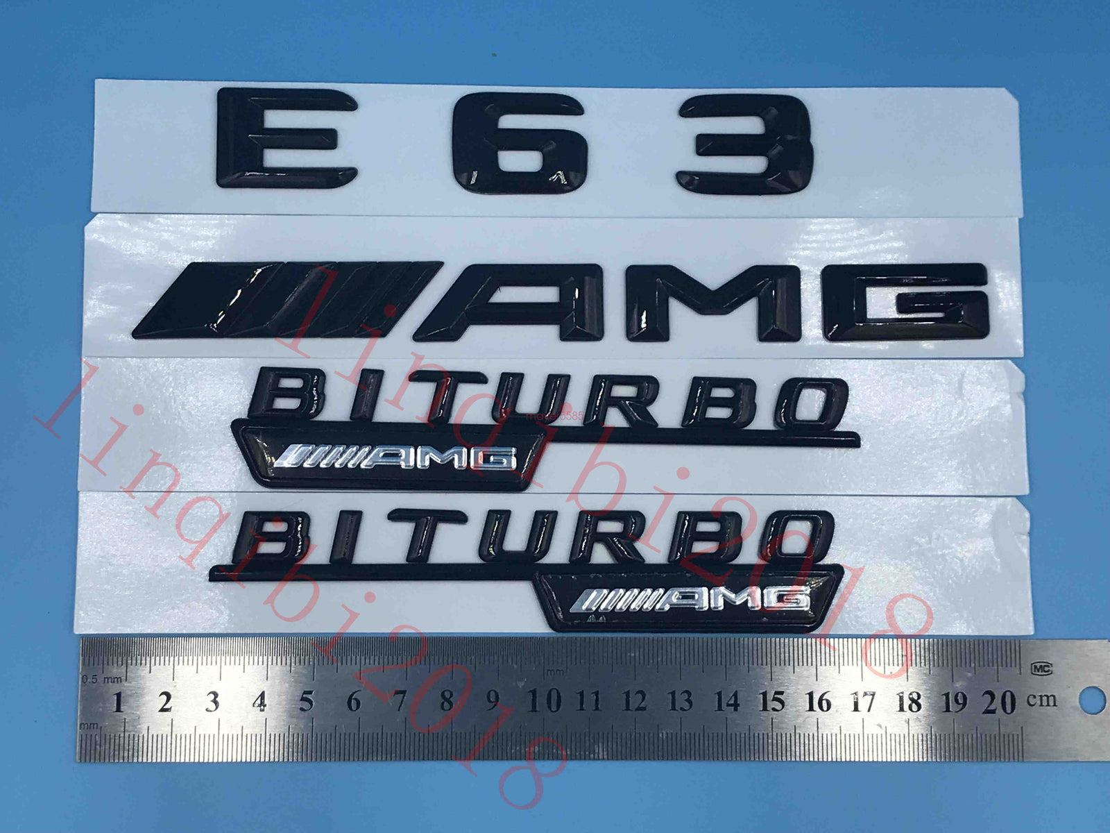 Gloss Black 3D "E63 AMG BITURBO ///AMG" Number Emblem Sticker for Mercedes-Benz