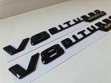 Pair of V8 Biturbo 4matic side wing badge emblem gloss black for Mercedes amg