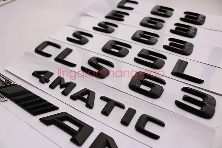 Black GLA45 + AMG + 4 MATIC + TURBO Trunk Emblem Badge Sticker for Mercedes