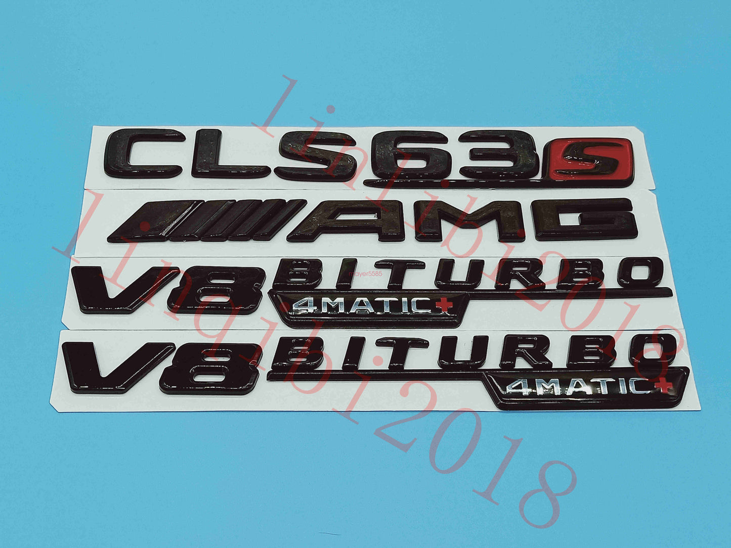 Gloss Black CLS63s AMG V8 BITURBO Trunk Embl Badge Sticker for Mercedes Benz