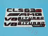 Gloss Black CLS63s AMG V8 BITURBO Trunk Embl Badge Sticker for Mercedes Benz