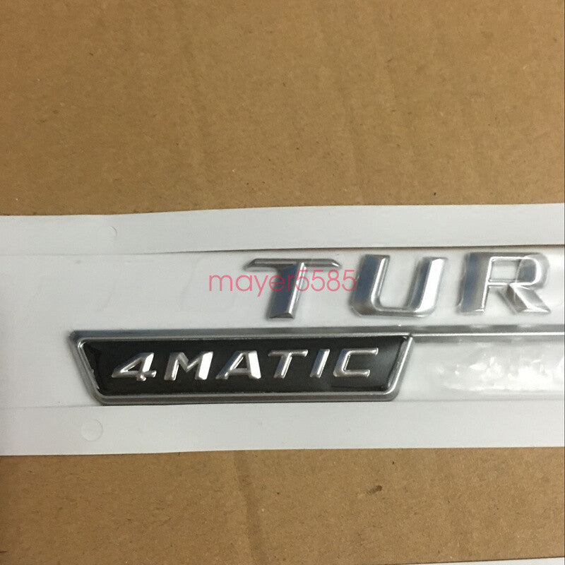 2x TURBO 4 MATIC Chrome Side Decal Badge Sticker for Mercedes-Benz C43 C63 E63