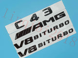 Gloss Black Flat C43 AMG V8 BITURBO Trunk Embl Badge Sticker for Mercedes Benz