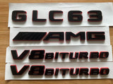 Black RED GLC63 AMG V8 BITURBO Emblem Badge Sticker Set For Mercedes GLC63