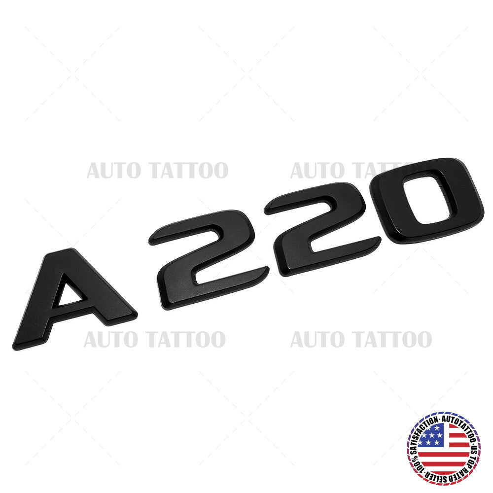 A220 AMG Sport Letter Emblem 3D Trunk Logo Nameplate Badge Decorate Matte Black