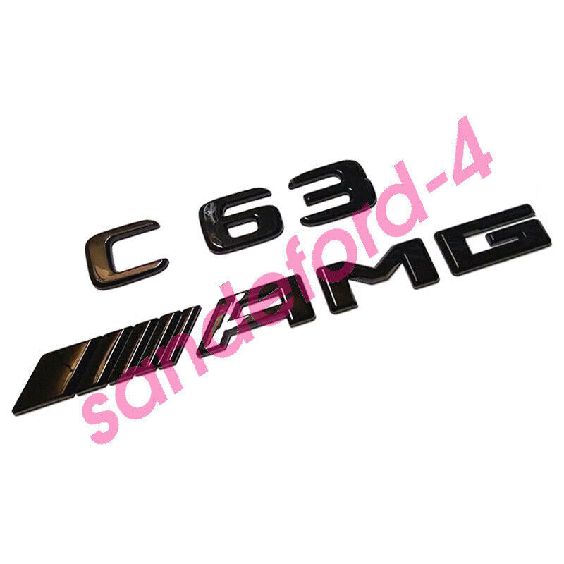 C63 S + AMG Gloss Black Red Trunk Emblem Badge Mercedes Benz C63S New 2018
