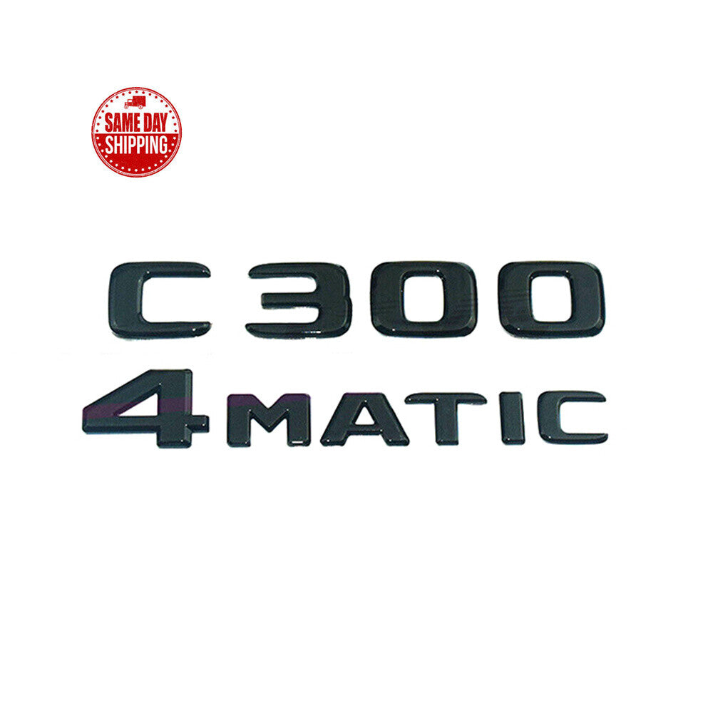C300 AMG 4MATIC Rear Star Emblem Black Letter Badge Set for Mercedes W204 2015