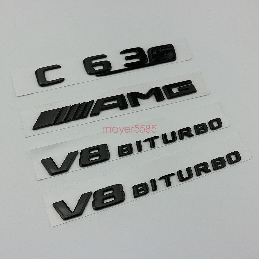 Matte black C63s AMG V8 BITURBO Trunk Emblem Badge Sticker for Mercedes Benz C63