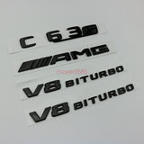 Matte black C63s AMG V8 BITURBO Trunk Emblem Badge Sticker for Mercedes Benz C63