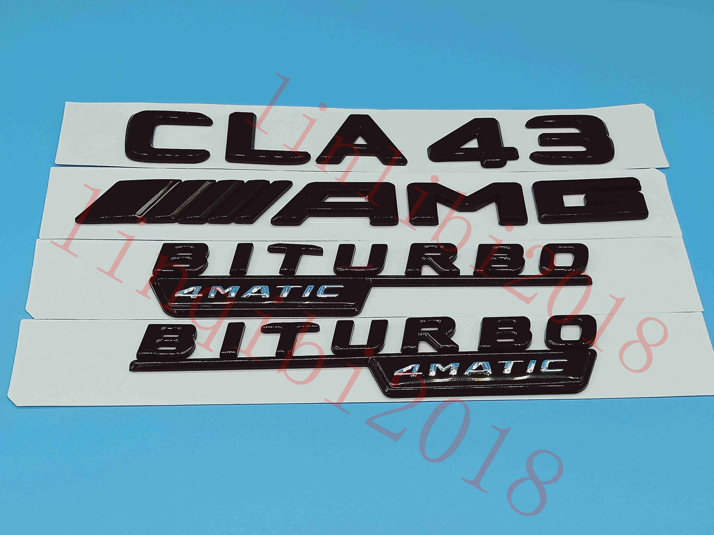Flat Gloss Black "CLA43 AMG BITURBO" Emblem Badge Sticker for Mercedes Benz CLA
