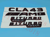 Flat Gloss Black "CLA43 AMG BITURBO" Emblem Badge Sticker for Mercedes Benz CLA