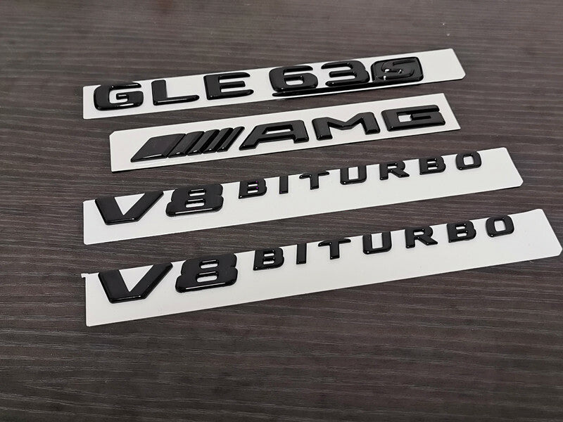 Gloss Black GLE63S AMG S V8 BITURBO PACKAGE Trunk Emblem Badge Sticker W166 C292
