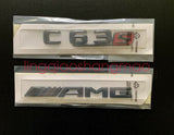 C63s AMG Gloss Black Boot Badge Set Emblem Rear Glossy Fit