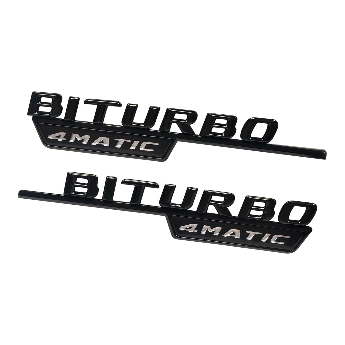 For AMG BiTurbo 4Matic C63 E43 2017+ Side Fender Door Emblem Gloss Black Badge