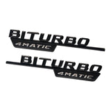 For AMG BiTurbo 4Matic C63 E43 2017+ Side Fender Door Emblem Gloss Black Badge