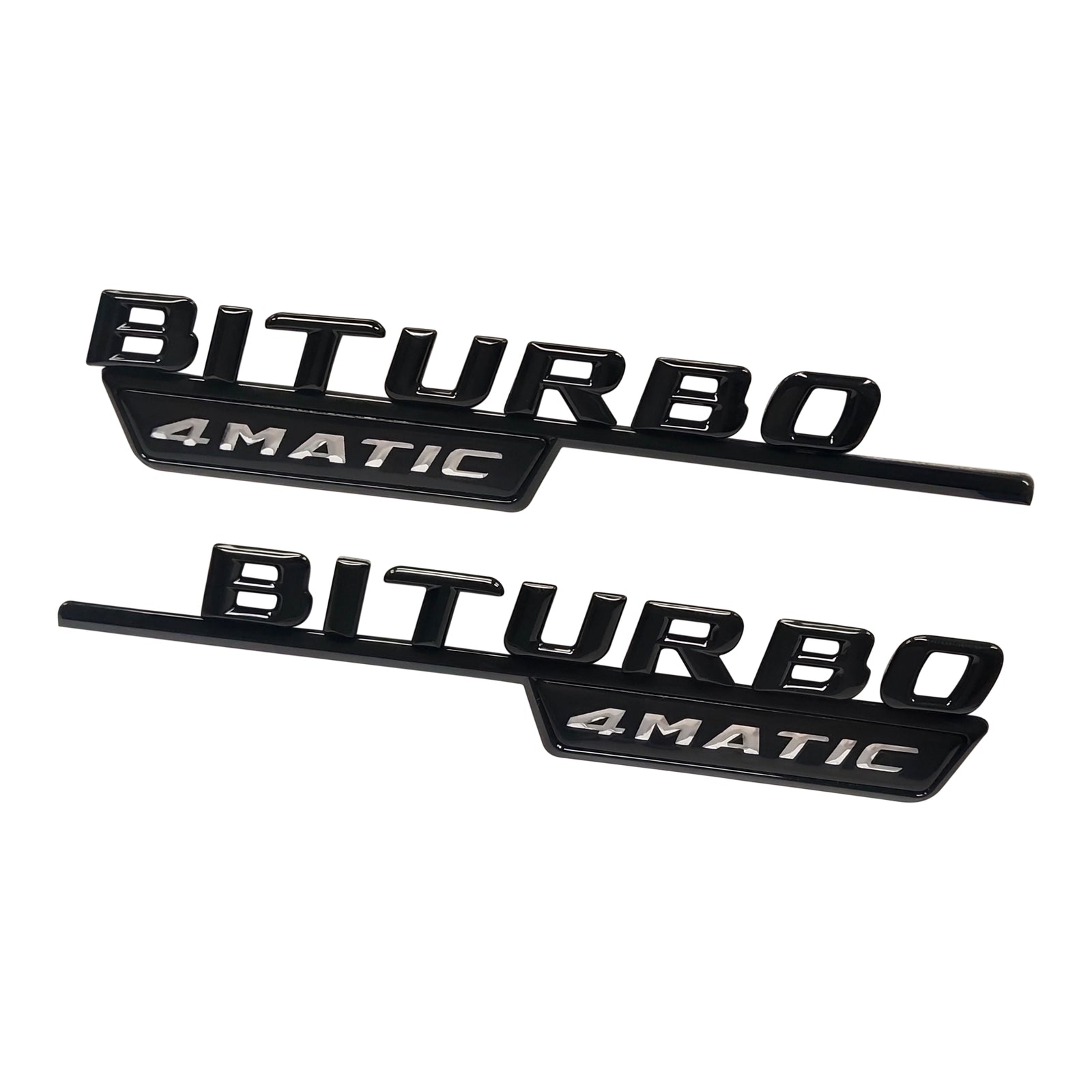 For AMG BiTurbo 4Matic C63 E43 2017+ Side Fender Door Emblem Gloss Black Badge