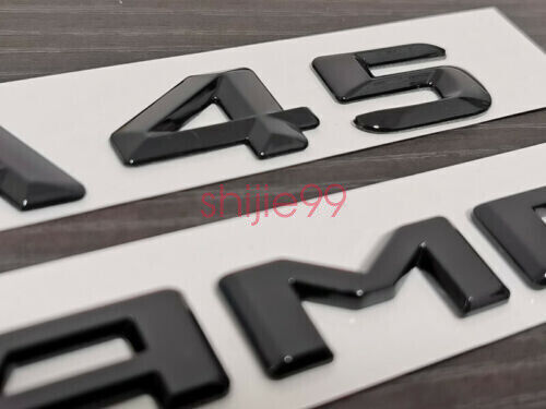 Gloss Black A45 AMG and Rear Star replacement PACKAGE Badge Sticker W176 A Class