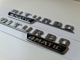 Pair of Biturbo 4matic side badge emblem silver chrome for Mercedes amg