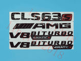 Gloss Black CLS63s AMG V8 BITURBO Trunk Embl Badge Sticker for Mercedes Benz