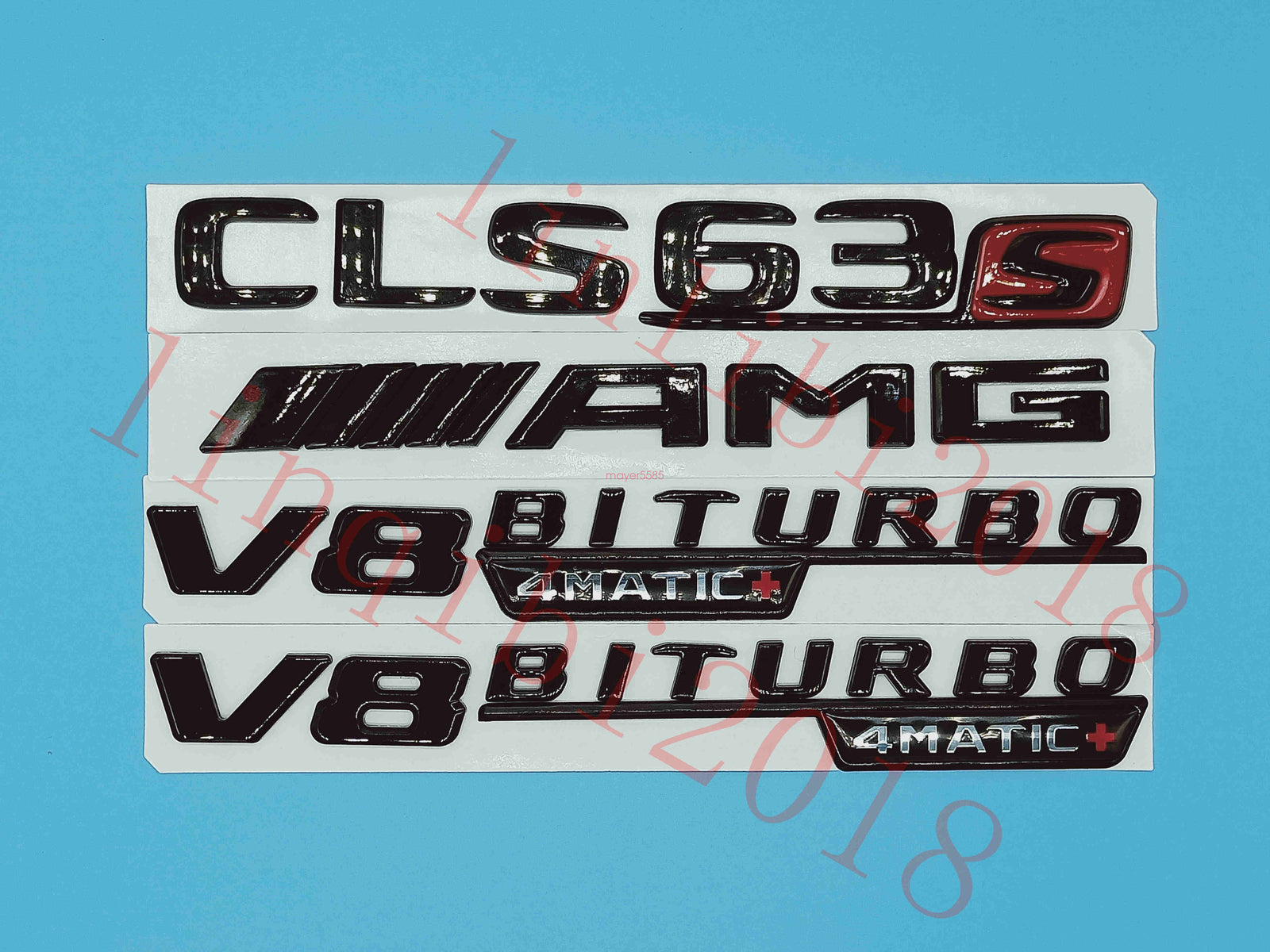 Gloss Black CLS63s AMG V8 BITURBO Trunk Embl Badge Sticker for Mercedes Benz