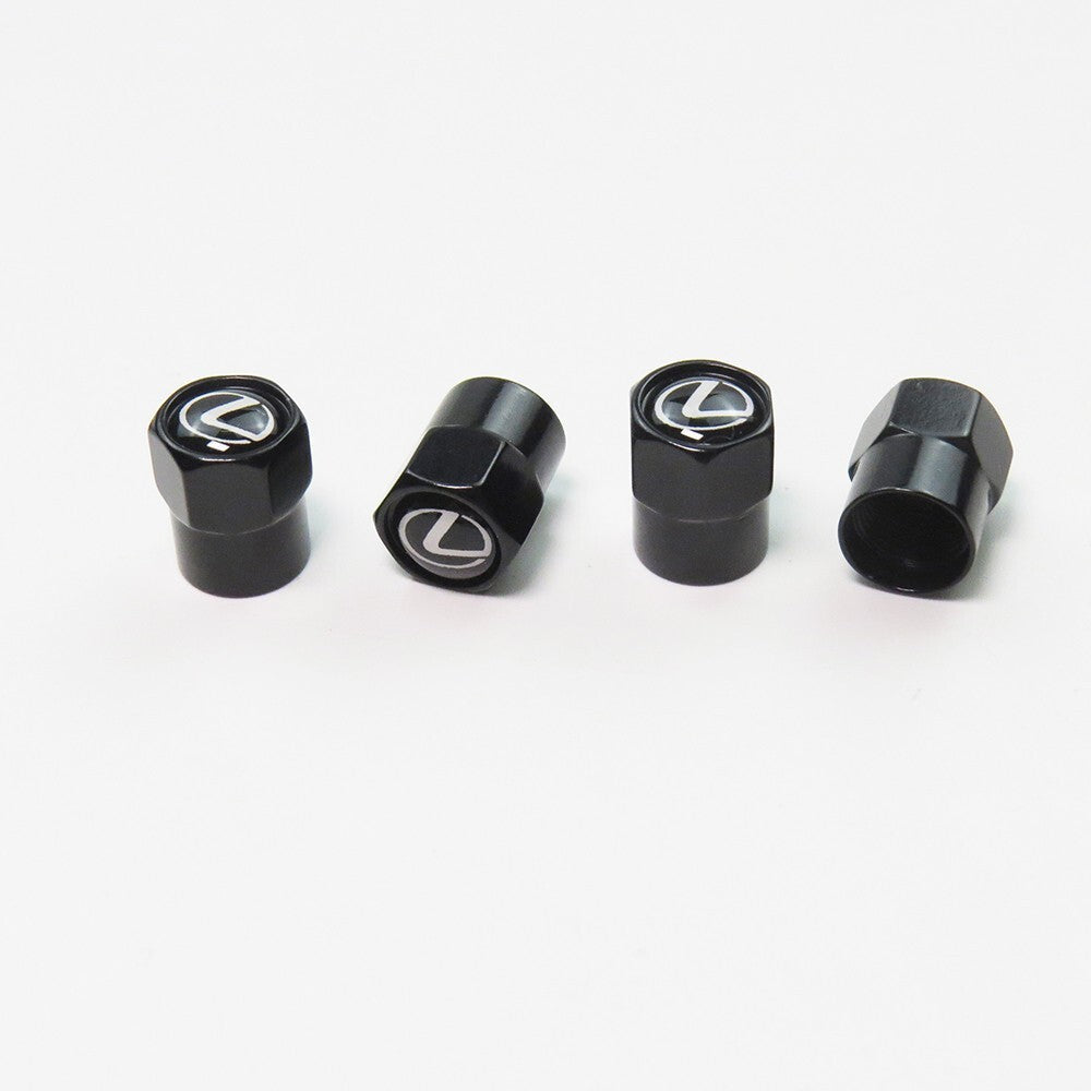 Compatible with Lexus 4Pcs Tire Valve Stem Caps Anodized Aluminum Set - Black