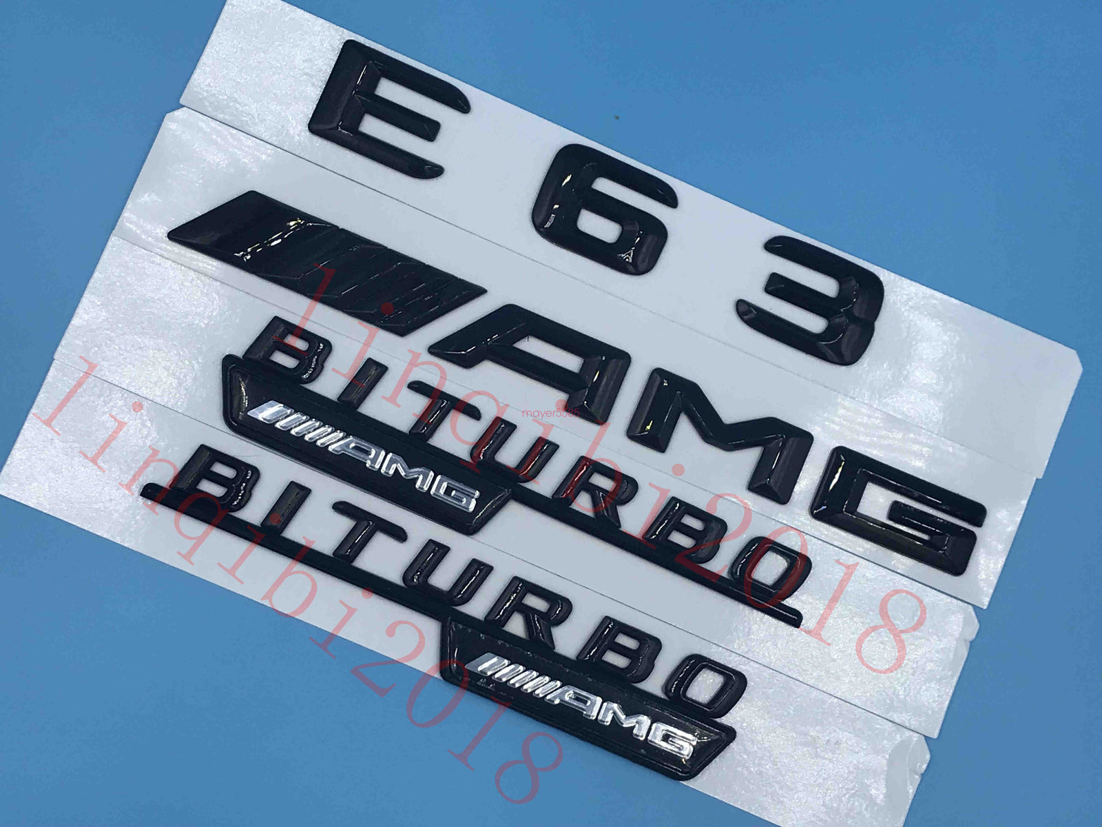 Gloss Black 3D "E63 AMG BITURBO ///AMG" Number Emblem Sticker for Mercedes-Benz