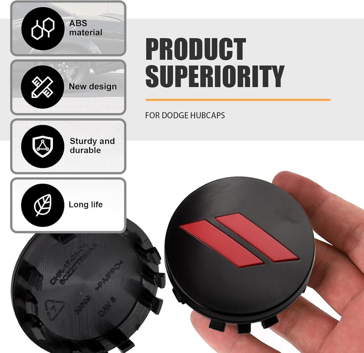 4pc Set 63mm Red // Slash Wheel Center Caps For Dodge Charger Challenger Durango