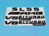 Gloss Black Flat SL55 AMG V8 BITURBO Trunk Embl Badge Sticker for Mercedes Benz