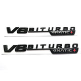 V8 BITURBO 4MATIC+ Gloss Black Fender BADGE For MB AMG C63 E63 G63 GLC63 GLE63