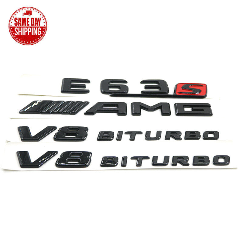 Gloss Black Letters E63s AMG V8 BITURBO Badges Emblems for Mercedes Benz W213
