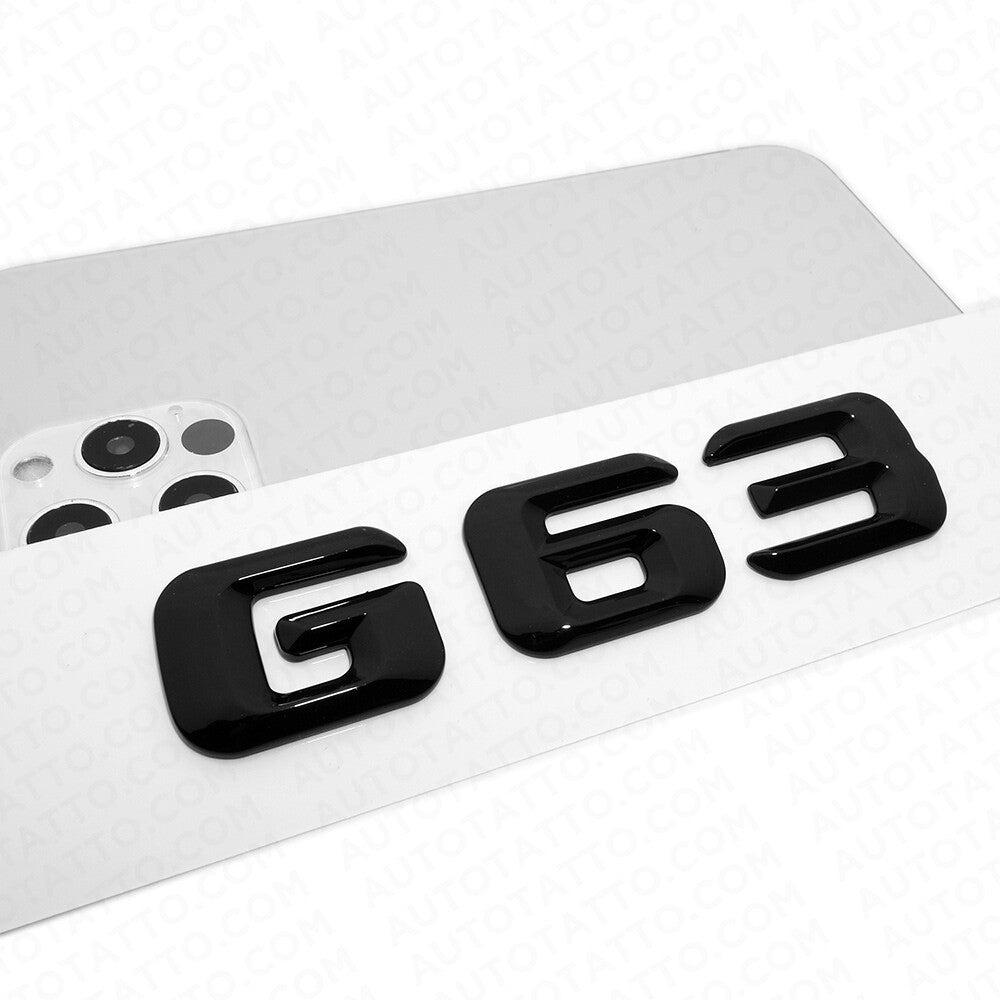 G63 AMG Letter Emblem Rear Door Body Logo Nameplate Badge Decorate Gloss Black