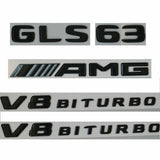 Gloss Black Letters GLS63 AMG V8 BITURBO Badges Emblems for Mercedes Benz W166