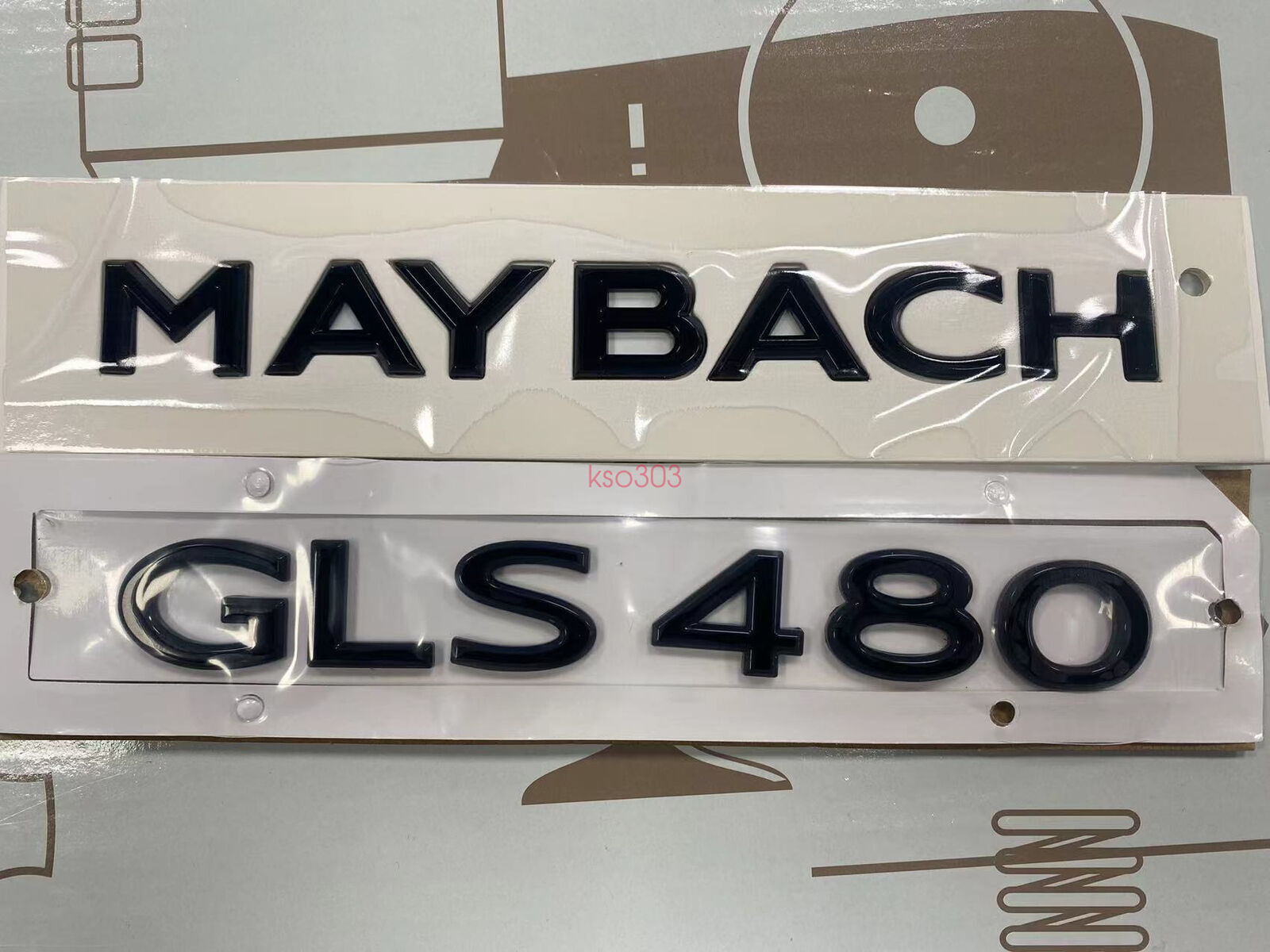 Gloss Black GLS480 Number Trunk Letters Badge Emblems Sticker For Maybach