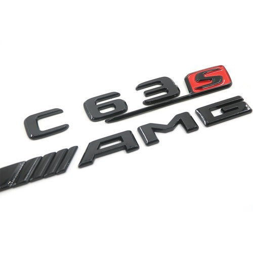 4PCS Gloss Black C63 S AMG V8 BITURBO Emblem Badge Set For Benz W205 C63 AMG