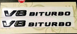 2X Black V8 Biturbo AMG Side Decal Badge For Mercedes-Benz GLS350 GLS63 AMG